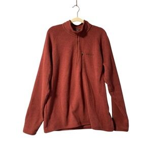 Eddie Bauer Pullover Mens XLT Burgundy‎ 1/4 Zip Long Sleeve Fleece Lined Sweater